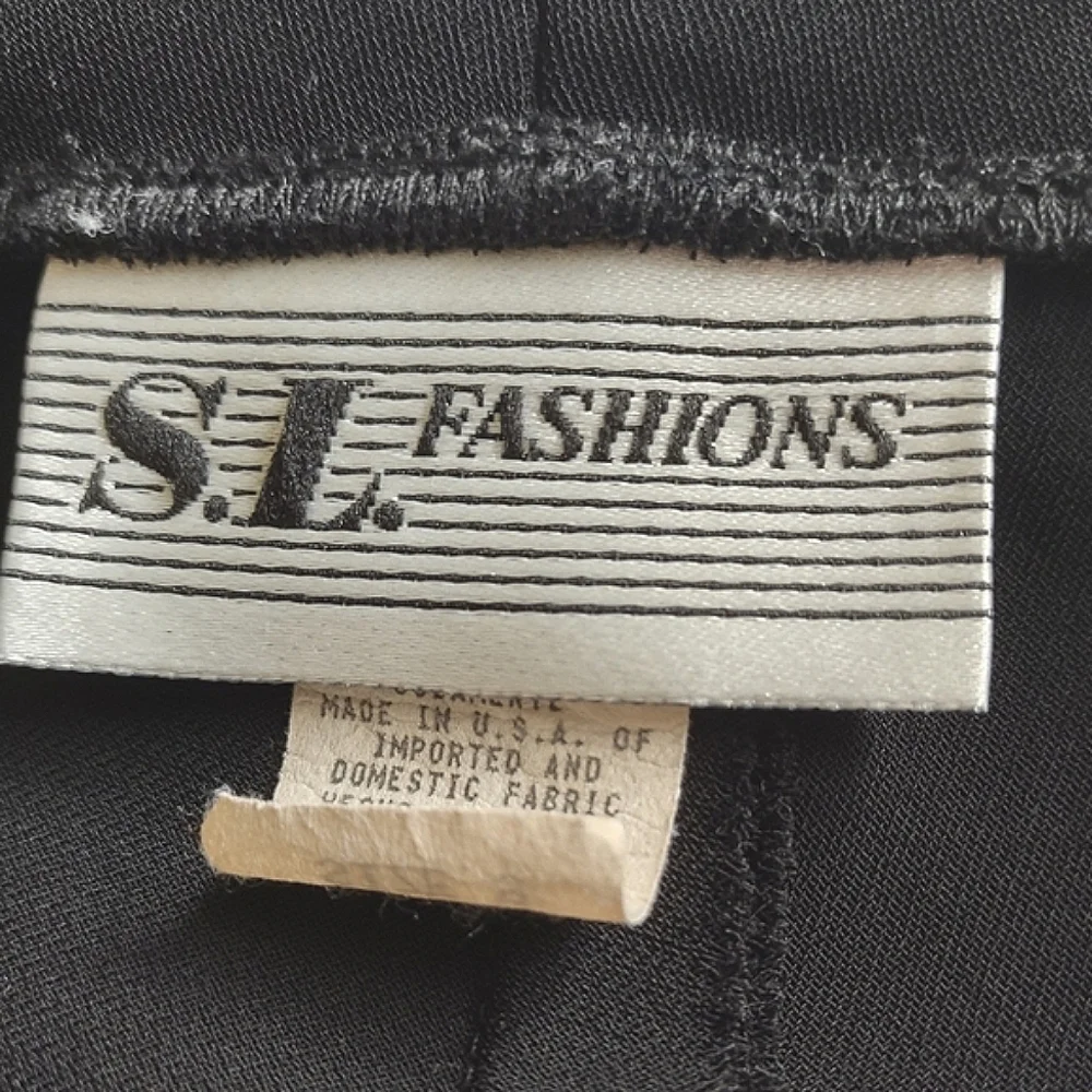 Vintage S.L. Fashions Black Cap Sleeve Dress Size 8 - Picture 7 of 9